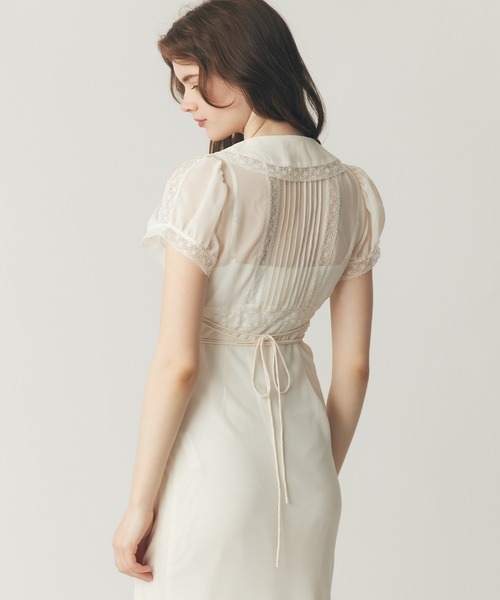 DEICY（デイシー） ワンピース 半袖 シフォンレースカラーワンピース