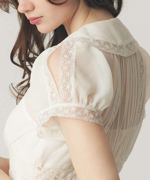 DEICY（デイシー） ワンピース 半袖 シフォンレースカラーワンピース
