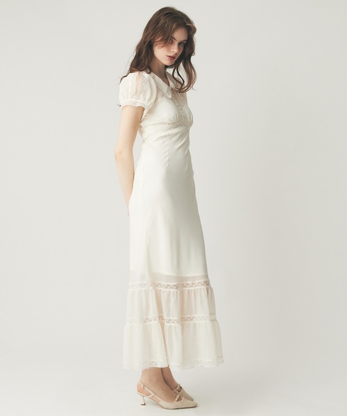 DEICY（デイシー） ワンピース 半袖 シフォンレースカラーワンピース