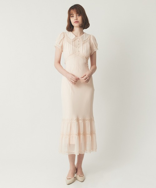 DEICY（デイシー） ワンピース 半袖 シフォンレースカラーワンピース