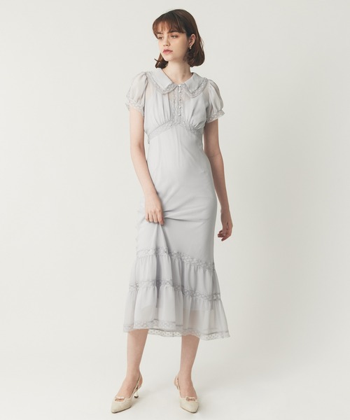 DEICY（デイシー） ワンピース 半袖 シフォンレースカラーワンピース