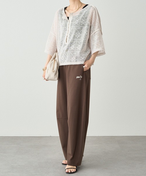 PUAL CE CIN ブラウス pual ce cin ブラウス シャツ メッシュクロス刺繍ブラウス