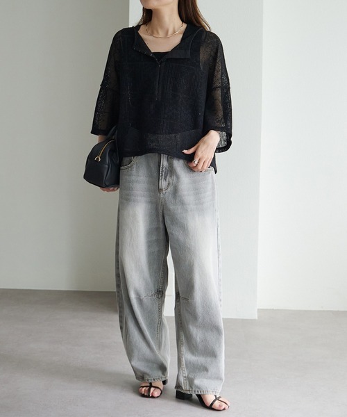 PUAL CE CIN ブラウス pual ce cin ブラウス シャツ メッシュクロス刺繍ブラウス