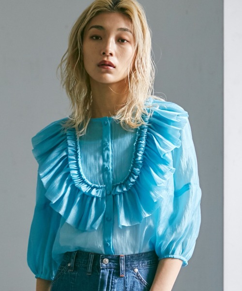 「mag.by c」 半袖ブラウス ONE SIZE ブルー レディース