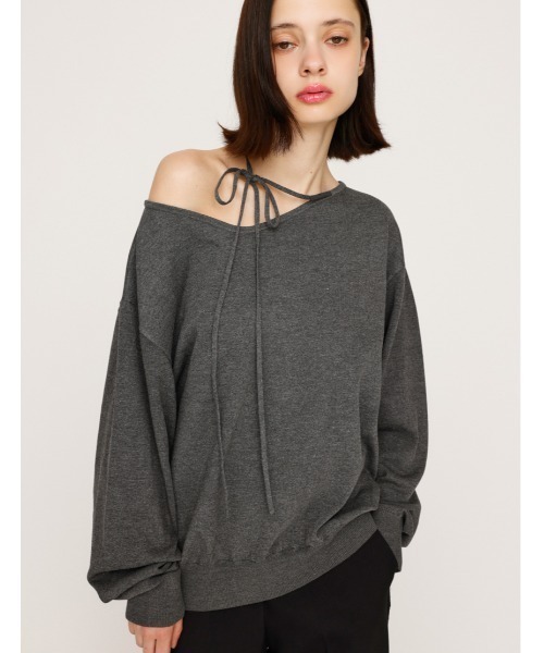 ニット セーター ASYMMETRY NECK LOOSE TOPS アシンメトリー ネック ルーズ トップス 秋服 冬服 レディース SLY ニット セーター ASYMMETRY NECK LOOSE TOPS アシンメトリー