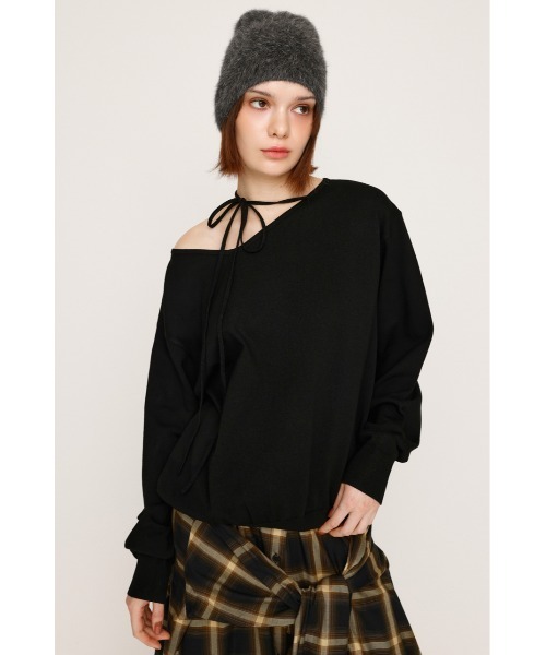 ニット セーター ASYMMETRY NECK LOOSE TOPS アシンメトリー ネック ルーズ トップス 秋服 冬服 レディース SLY ニット セーター ASYMMETRY NECK LOOSE TOPS アシンメトリー