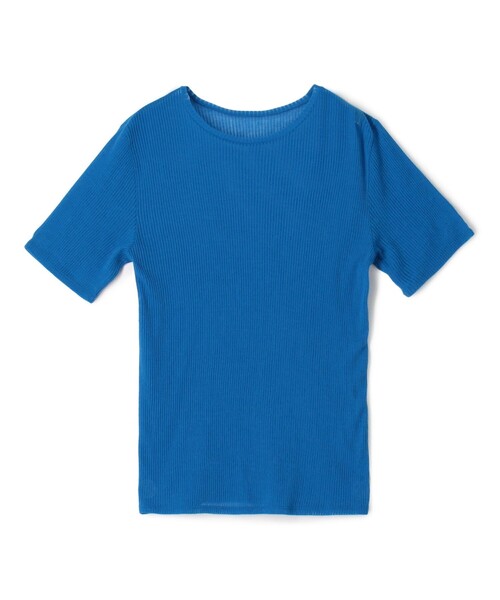 tシャツ シアーストライプ ハーフスリーブトップス レディース