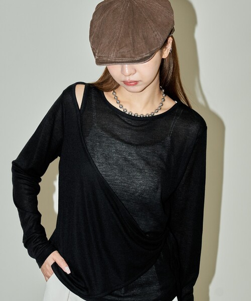 tシャツ PUBLUX/パブリュクス レイヤード カシュクール シアー ロンT　限定展開 レディース | PUBLUX