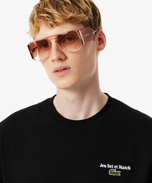 LACOSTE tシャツ ルーズフィットヘビーウェイトバックプリント