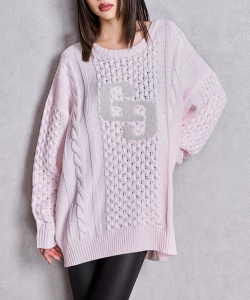 GYDA（ジェイダ） ニット セーター GGサガラ刺繍ケーブルニット