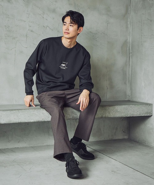 能代工業　スウェット 着るだけで今っぽさ叶う。ランダム刺繍クロップド丈裏起毛スウェット