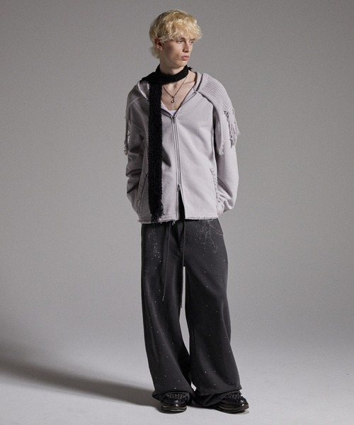 GRANCY ワイドパンツ スウェットパンツ ジャージ 「GRANCY」Rhinestone