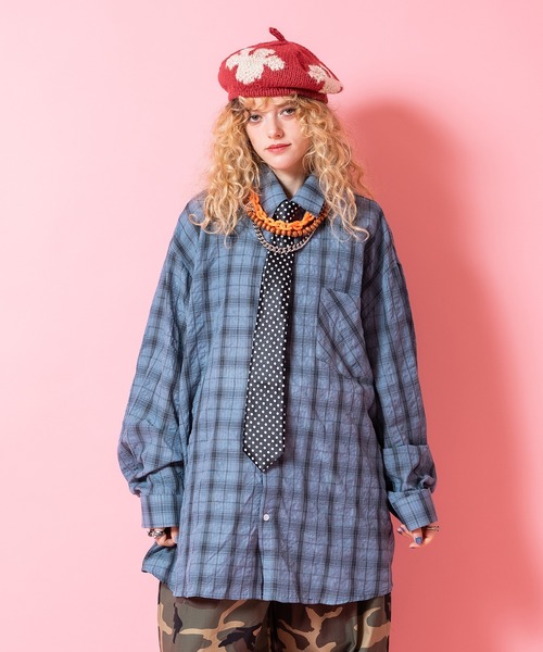 シャツ a.p.o.v. ストリートフォントバック刺繍オーバーサイズシワ加工