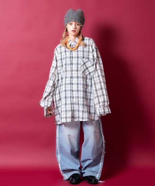 シャツ a.p.o.v. ストリートフォントバック刺繍オーバーサイズシワ加工