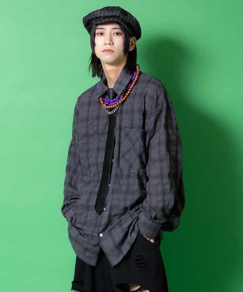 シャツ a.p.o.v. ストリートフォントバック刺繍オーバーサイズシワ加工