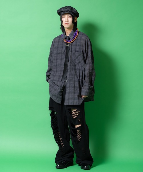シャツ a.p.o.v. ストリートフォントバック刺繍オーバーサイズシワ加工