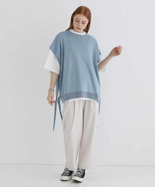 「LILL」 半袖Tシャツ X-LARGE ライトブルー メンズ_画像7
