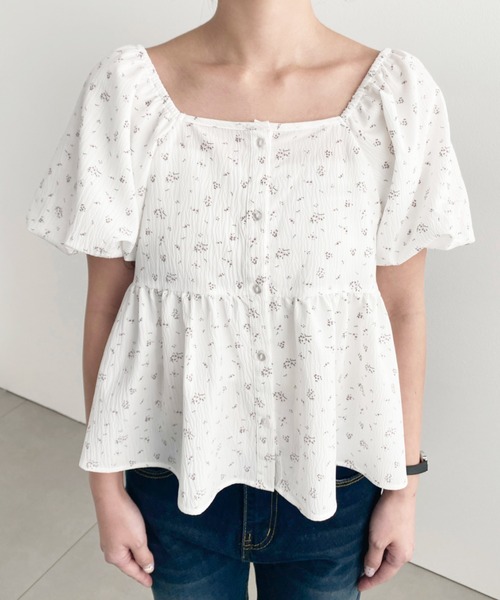 タグ付き♪ 新品♡ ella エラ バルーンスリーブブラウス♡ホワイト 半袖♪ レディース タグ付き♪ 新品♡ ella エラ バルーンスリーブブラウス