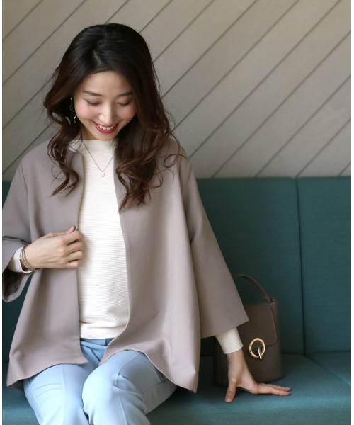 「Ehre style」 ノーカラージャケット FREE ベージュ レディース_画像2