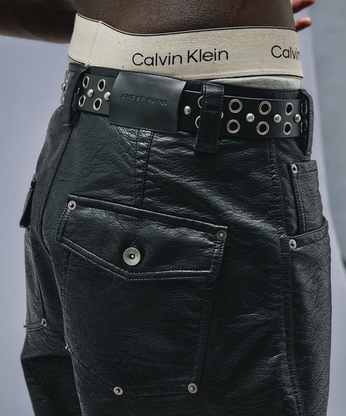 ANDER HUNK パンツ Faux Leather Curve Pants / フェイクレザーカーブ