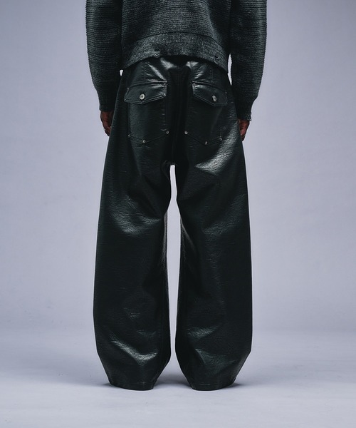 ANDER HUNK パンツ Faux Leather Curve Pants / フェイクレザーカーブ