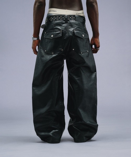 ANDER HUNK ワイドパンツ パンツ Faux Leather Curve Pants / フェイク