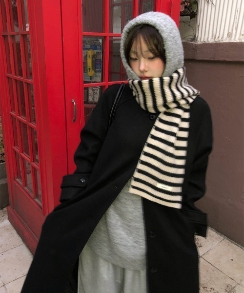 anyonemore ステンカラーコート コート ストラップ付ウール混ベルト