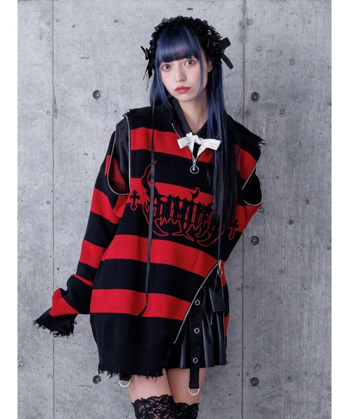 Amilige（アミリージュ） ニット セーター クロスAmilige変形ZIPニット