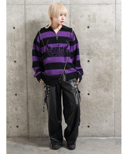 Amilige（アミリージュ） ニット セーター クロスAmilige変形ZIPニット