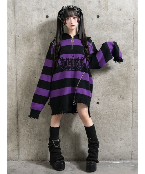 Amilige（アミリージュ） ニット セーター クロスAmilige変形ZIPニット