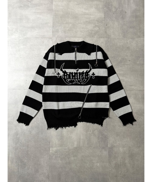 Amilige（アミリージュ） ニット セーター クロスAmilige変形ZIPニット