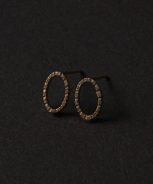 ピアス オーバルダイヤピアス K10（両耳） レディースの画像