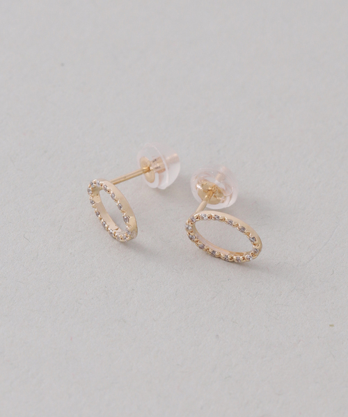 ピアス オーバルダイヤピアス K10（両耳） レディースの画像