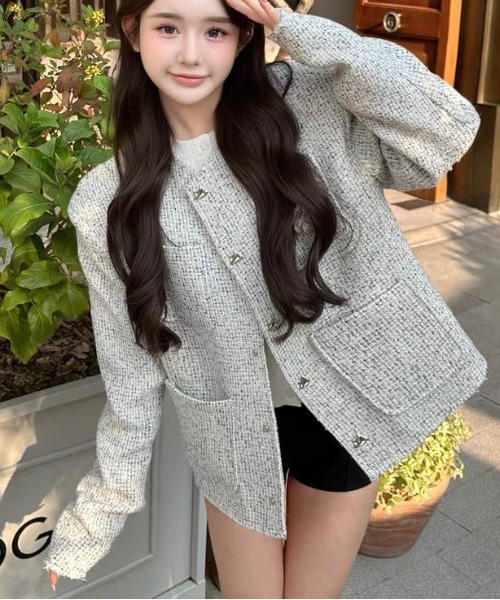 ViViDAY ジャケット ノーカラージャケット 「フロント立体花付き