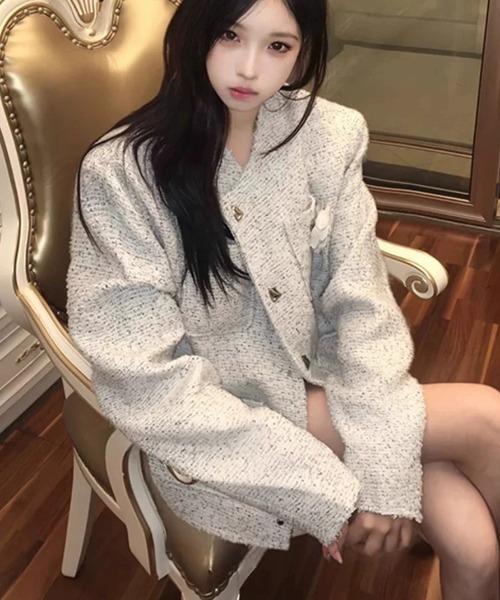 9/24まで出品) nae ツイードジャケット　白 9/24まで出品) nae ツイードジャケット 白 na.e ツイードジャケット