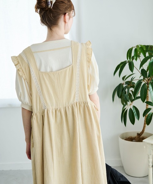 「Crisp」 ノースリーブワンピース FREE イエロー レディース_画像9