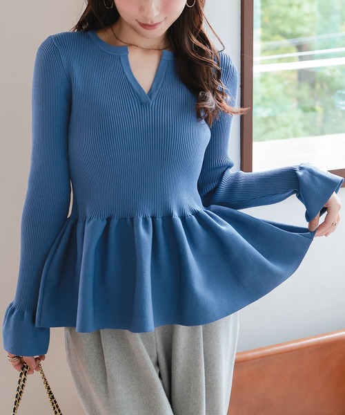 KOBE LETTUCE（神戸レタス） ニット セーター キーネックペプラム