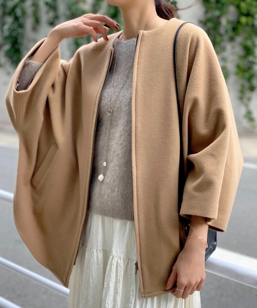 BEARDSLEY（ビアズリー） ポンチョコート FREE キャメル レディース