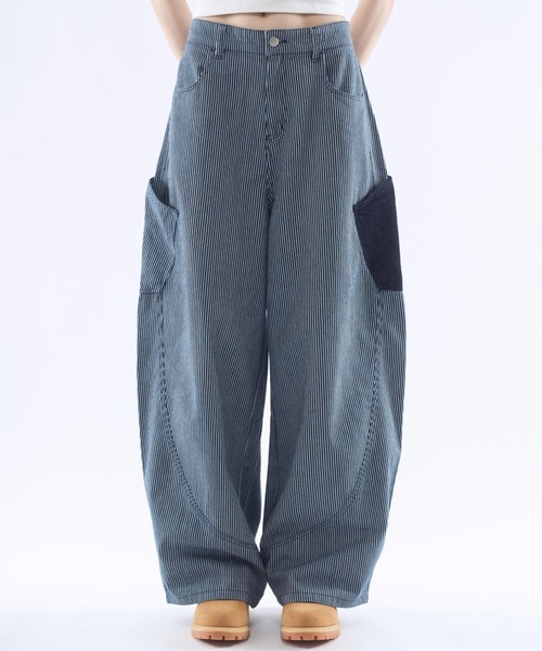 BENUA ワイドパンツ パンツ Contrast pocket curve denim pants/配色 