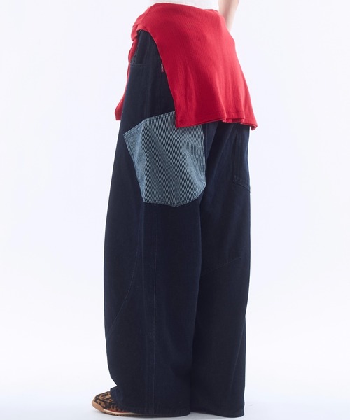 BENUA ワイドパンツ パンツ Contrast pocket curve denim pants/配色 