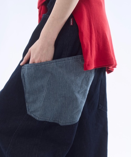 BENUA ワイドパンツ パンツ Contrast pocket curve denim pants/配色 