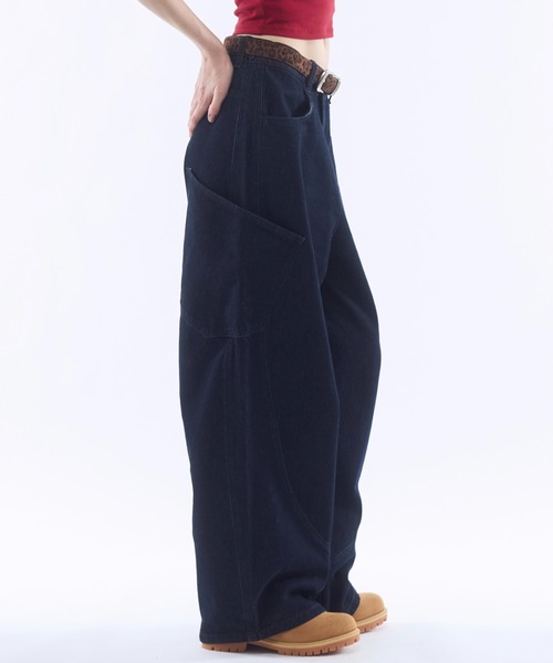 BENUA ワイドパンツ パンツ Contrast pocket curve denim pants/配色 
