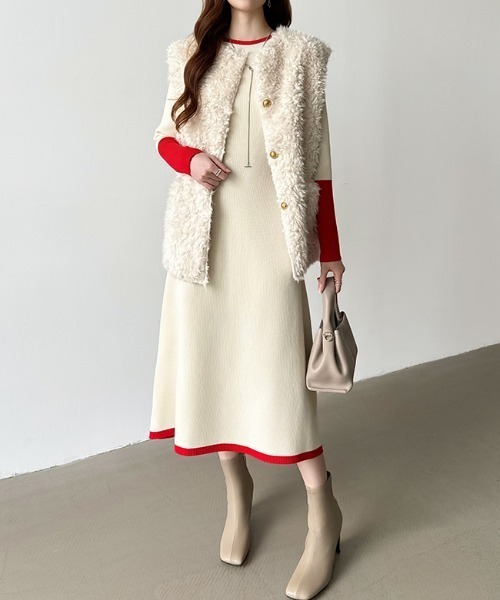 「COCOMOMO」 ニットワンピース FREE ベージュ レディース_画像6