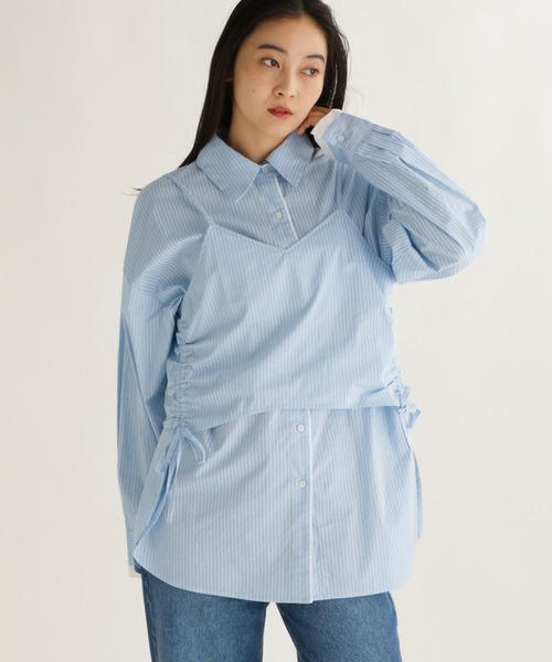 Bibiy. オフショルダーキャミソール 青白ストライプ Bibiy. オフショルダーキャミソール 青白ストライプ