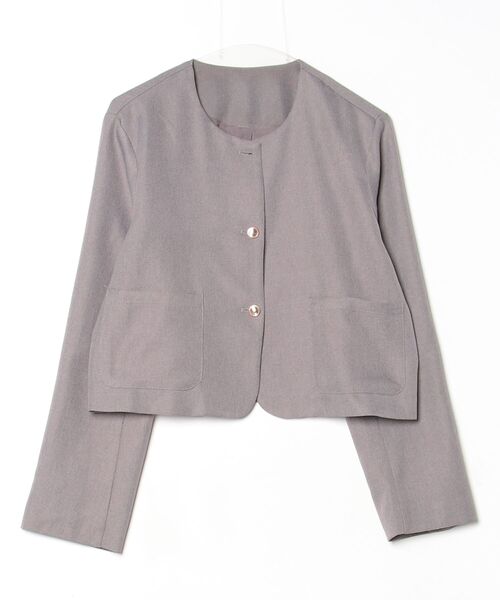 Meiru ノーカラージャケット LARGE グレー レディース : ZOZOTOWN Yahoo!店 - 通販 - Yahoo!ショッピング