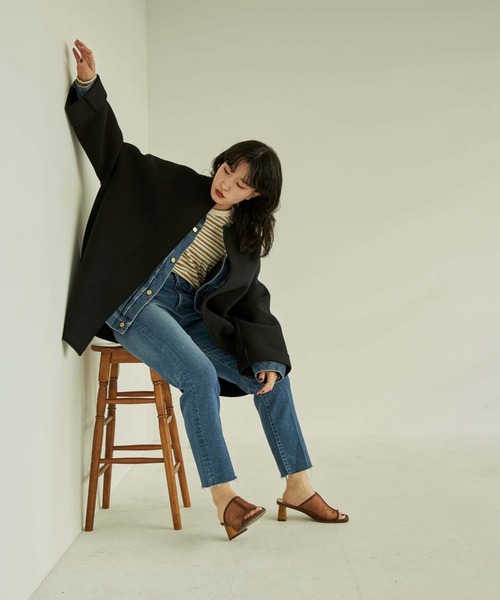 「DOUX ARCHIVES」 ノーカラーコート FREE グレイッシュベージュ レディース_画像2