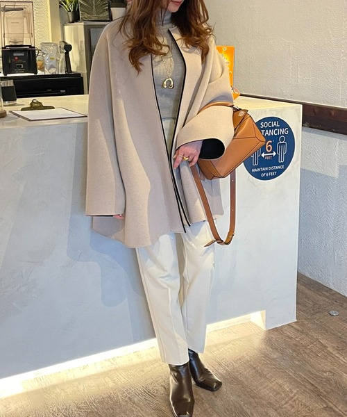 「DOUX ARCHIVES」 ノーカラーコート FREE グレイッシュベージュ レディース_画像7