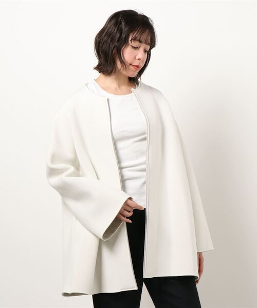 「DOUX ARCHIVES」 ノーカラーコート FREE グレイッシュベージュ レディース_画像9