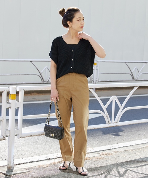 「B.C STOCK」 「Simplicite」パンツ FREE カーキ レディース_画像5