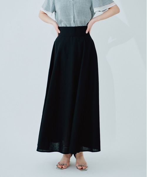 natural couture スカート 綿麻ハイウエストサーキュラースカート